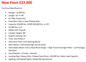 Brazos Flatbed Specs